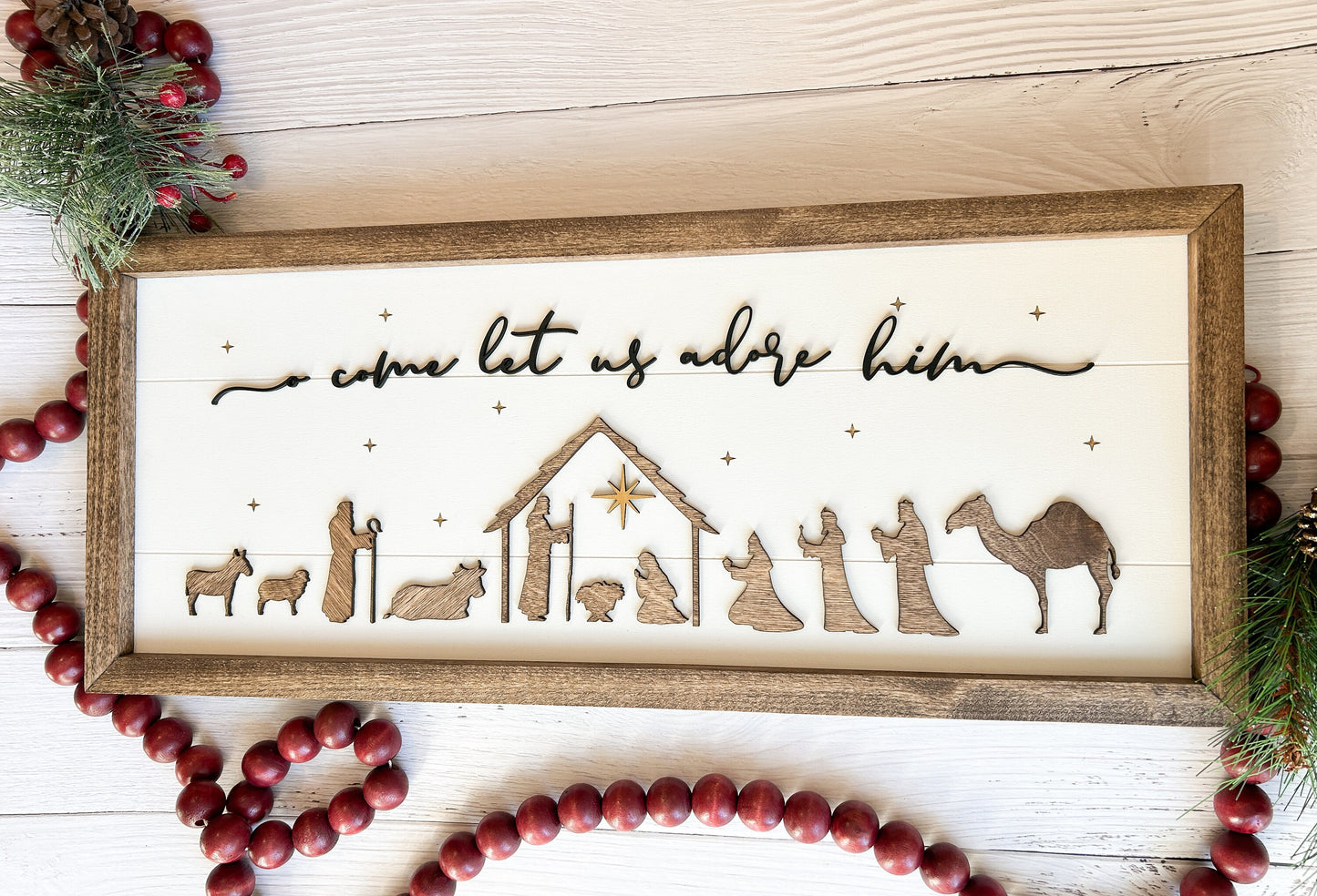 Nativity Scene Wood Sign