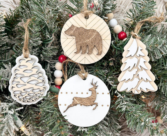 Wooden, Nature Christmas Ornaments