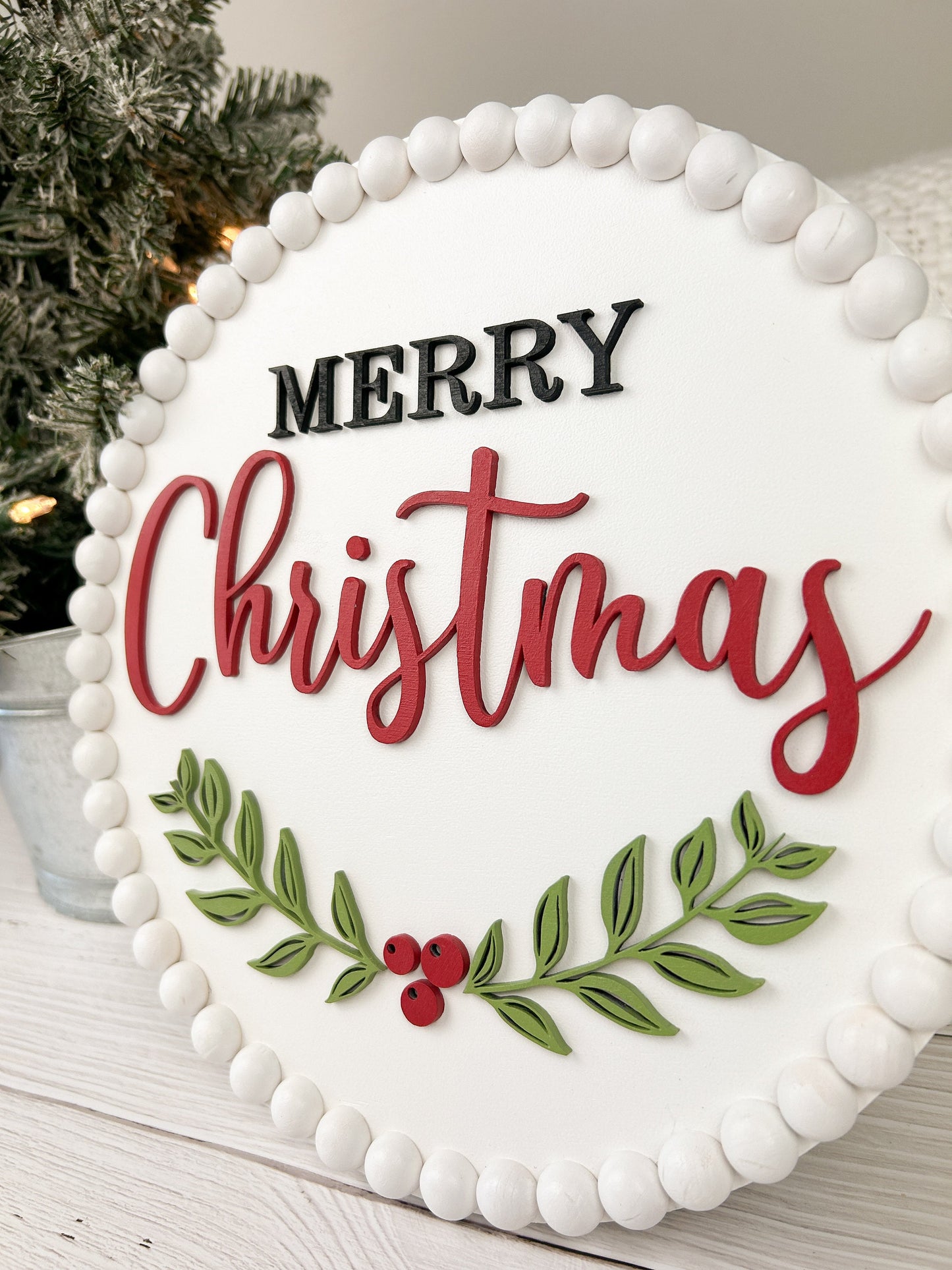 Beaded Merry Christmas Sign