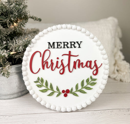 Beaded Merry Christmas Sign