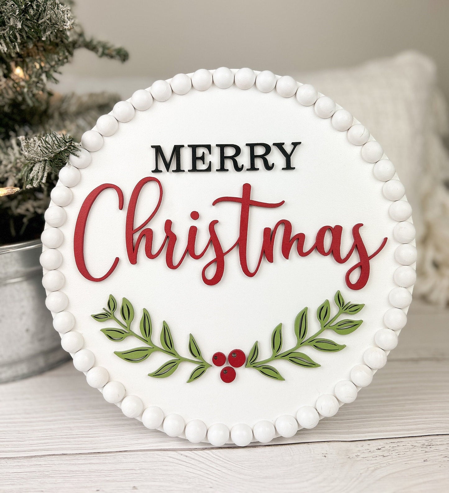 Beaded Merry Christmas Sign