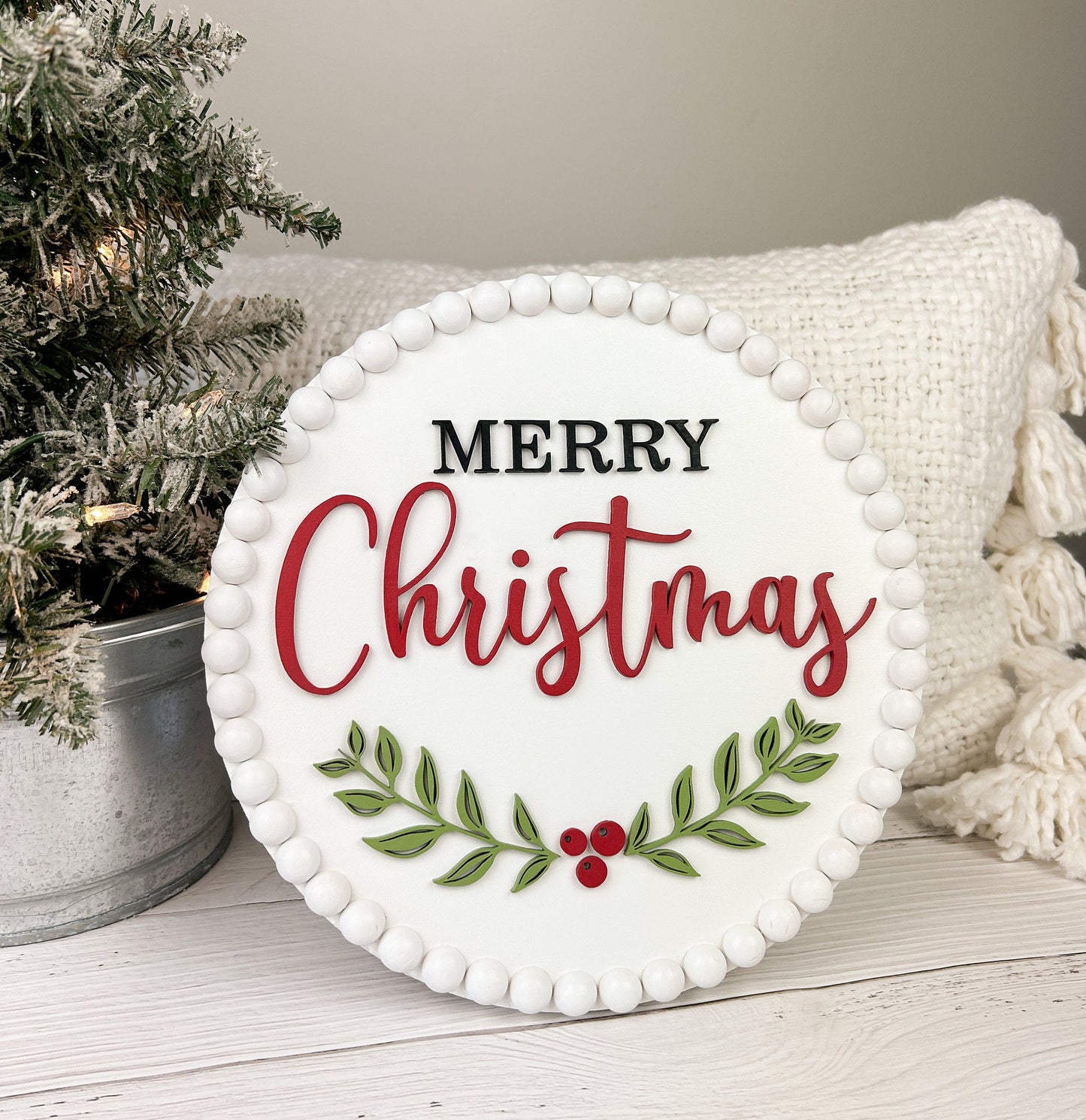 Beaded Merry Christmas Sign