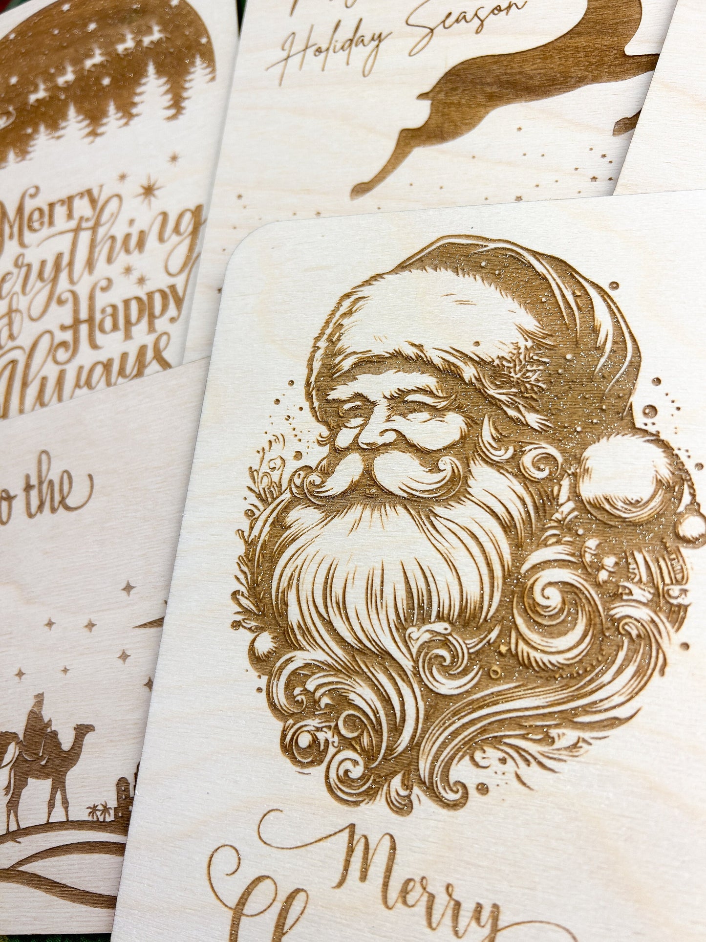 Wooden Christmas Cards, Personalized Christmas Cards with Custom Message