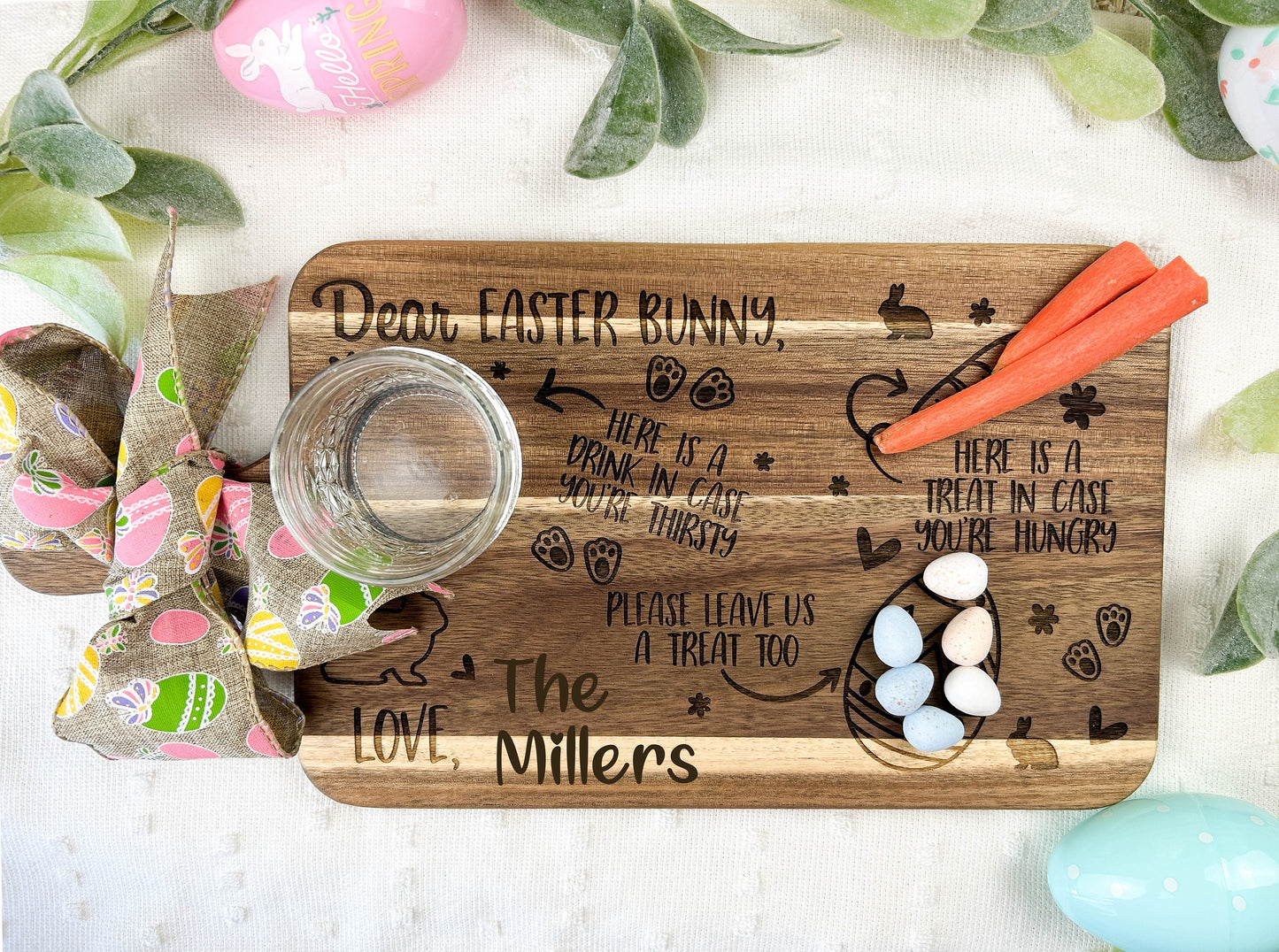 Custom Easter Bunny Cutting Board, Easter Bunny Treat Tray