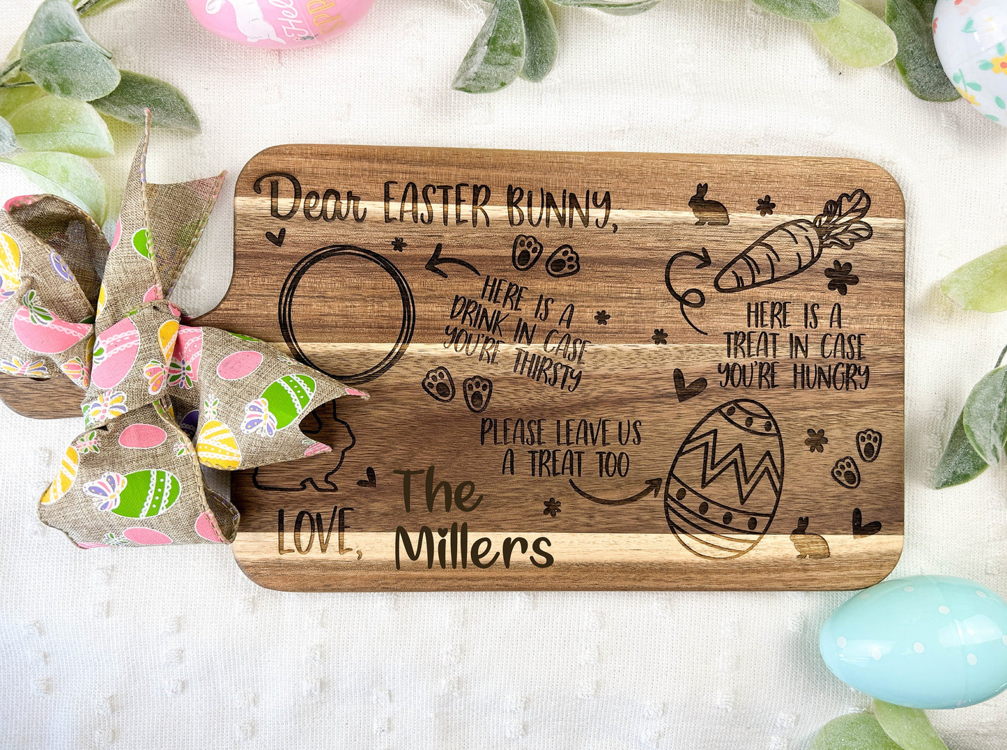 Custom Easter Bunny Cutting Board, Easter Bunny Treat Tray