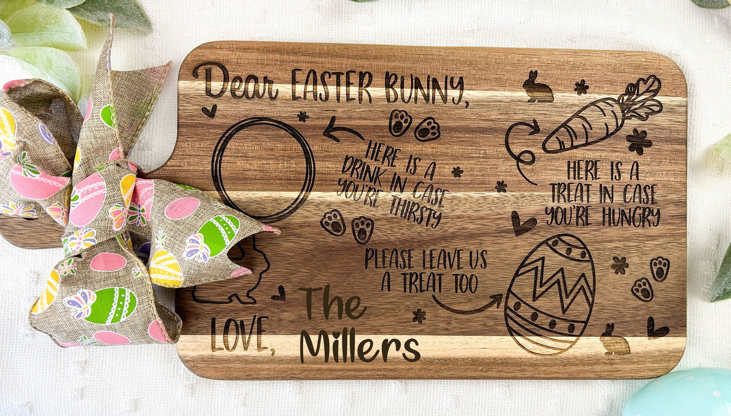 Custom Easter Bunny Cutting Board, Easter Bunny Treat Tray