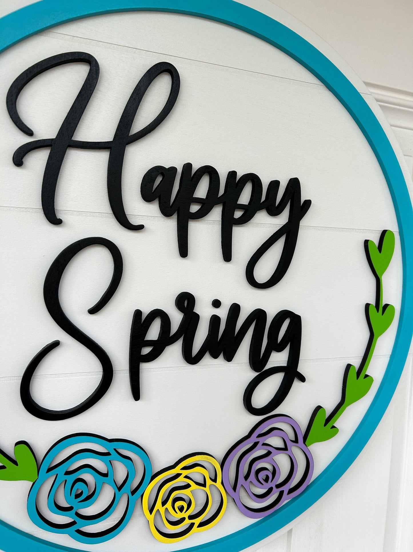 Happy Spring Wood Door Hanger