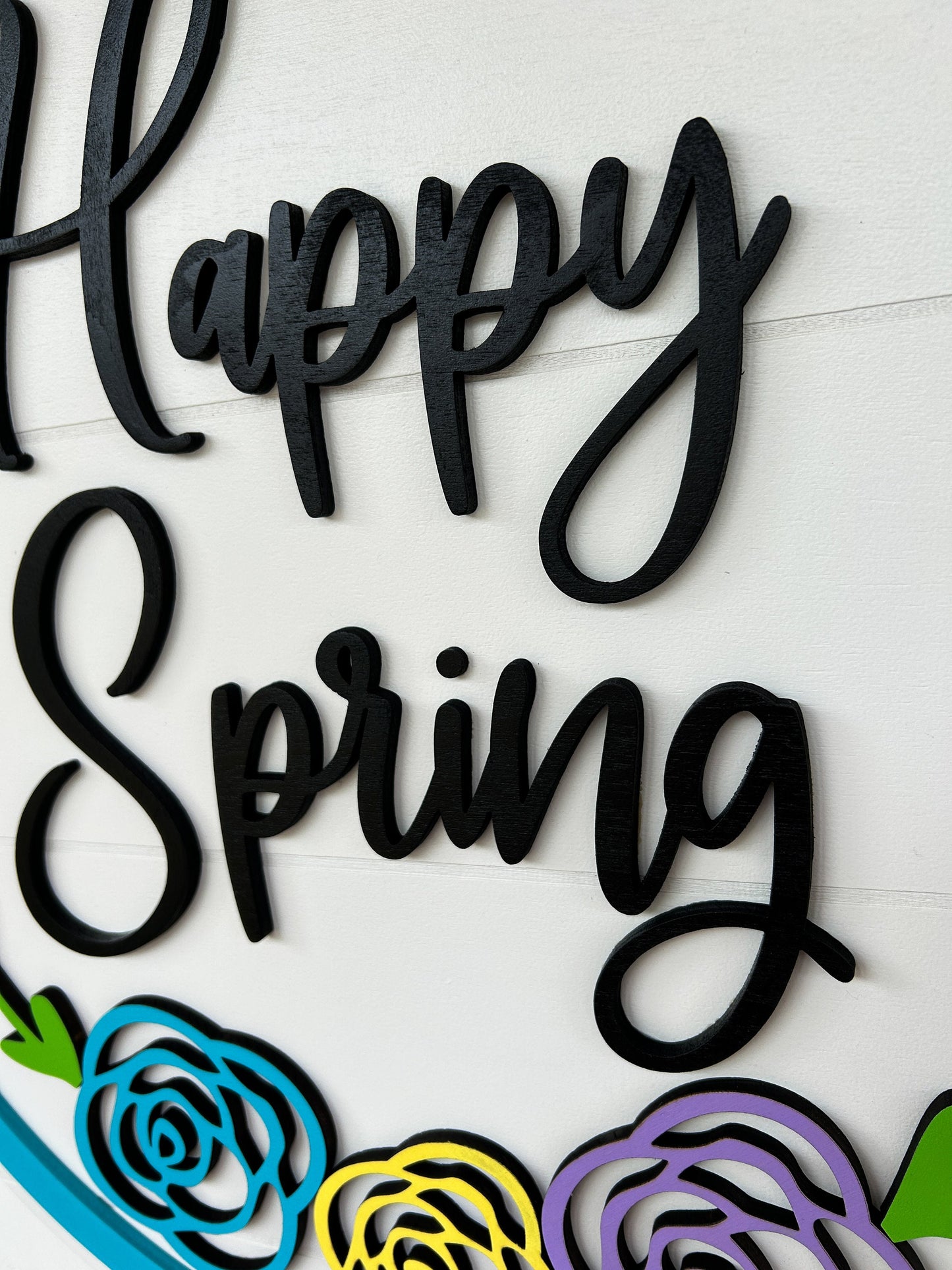 Happy Spring Wood Door Hanger