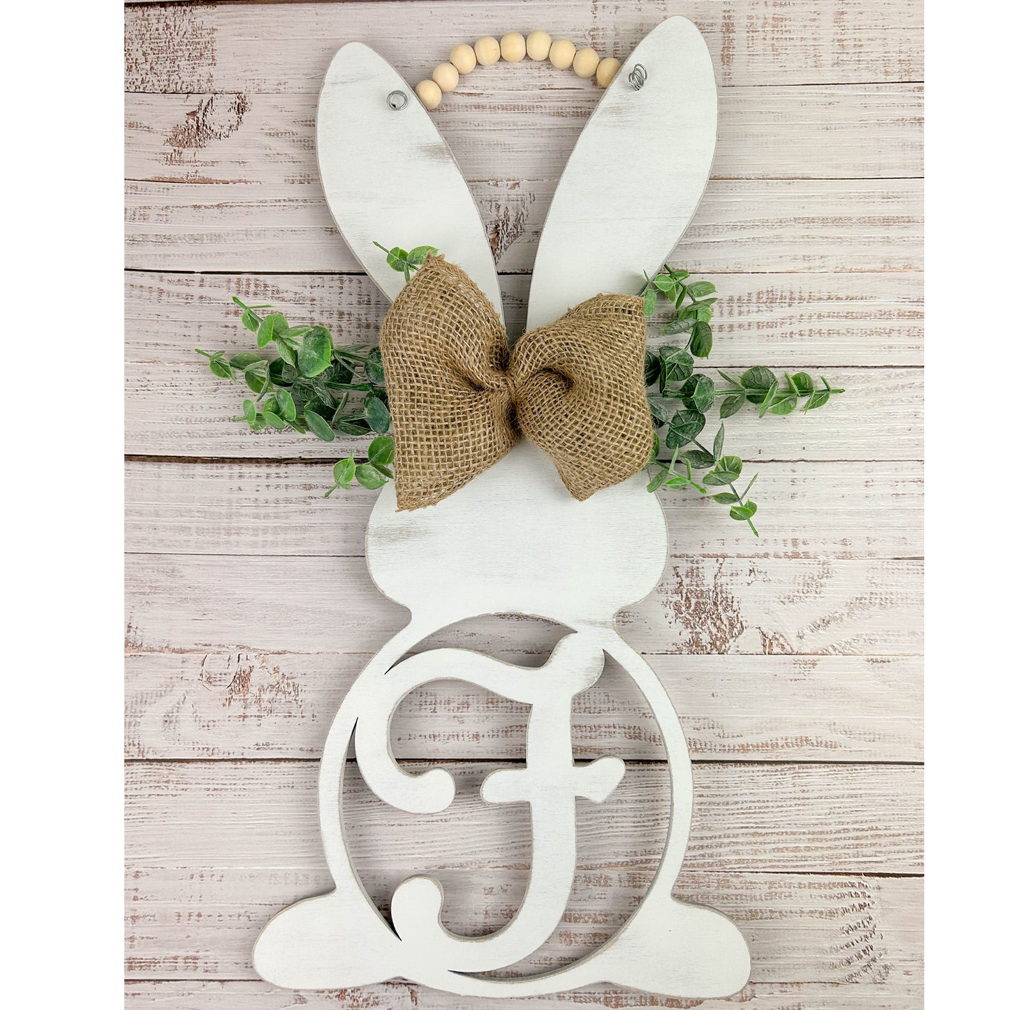 Easter Bunny Door Hanger with Initial, Spring & Easter Door Hanger