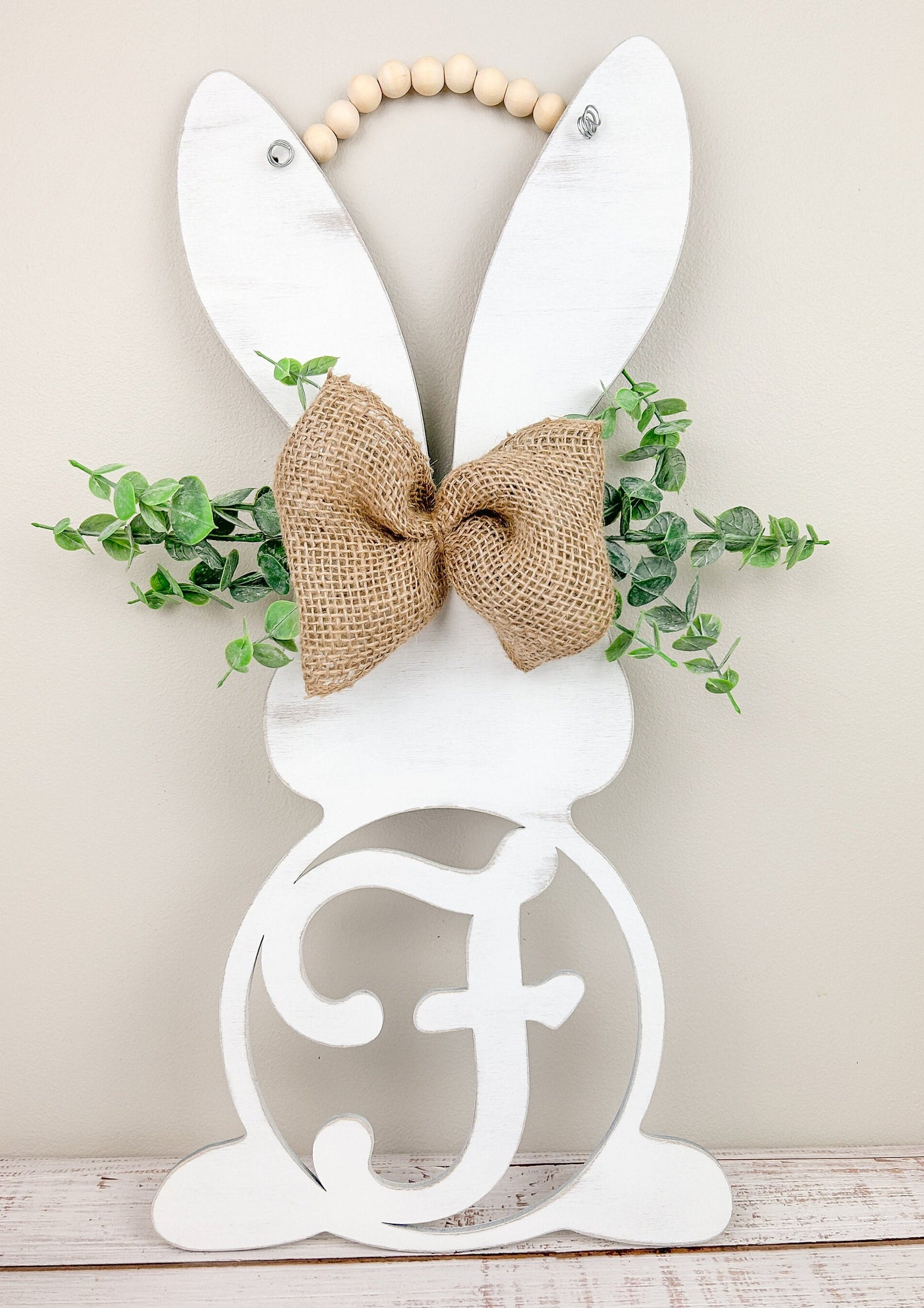 Easter Bunny Door Hanger with Initial, Spring & Easter Door Hanger