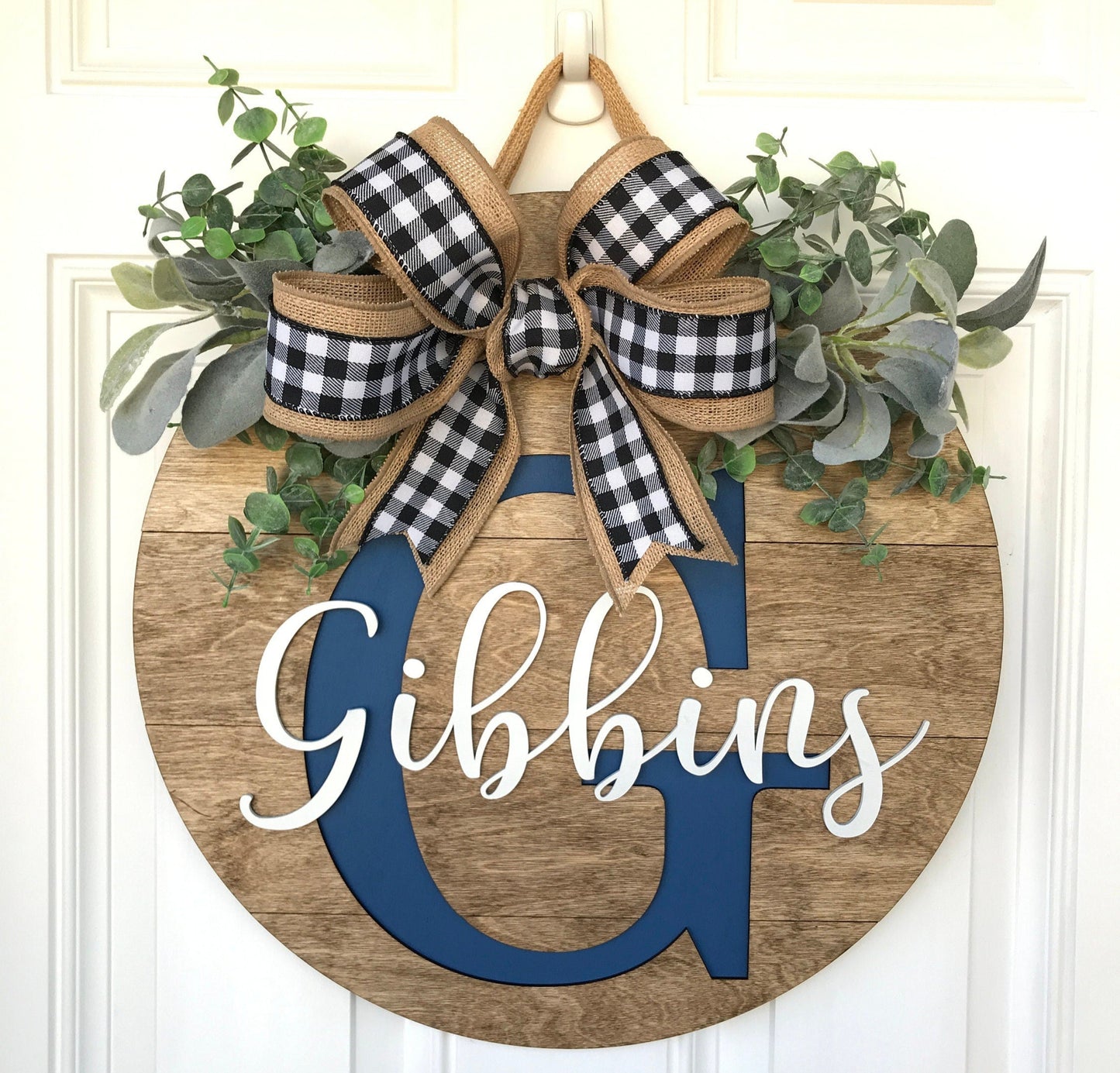 Last Name Door Hanger, Initial Door Wreath