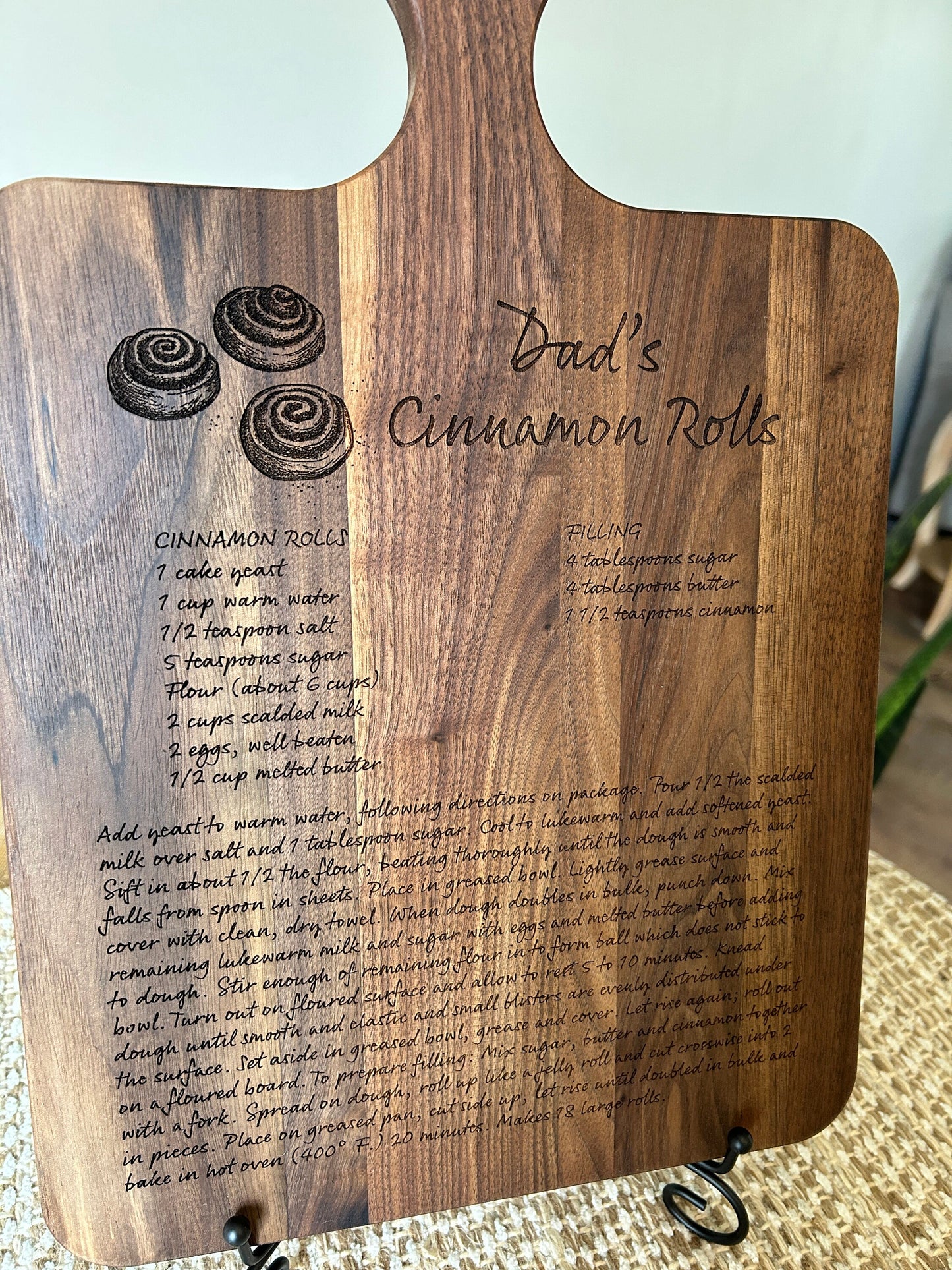 Handwriting Engraved on Recipe Cutting Board with Coordinating Food Design