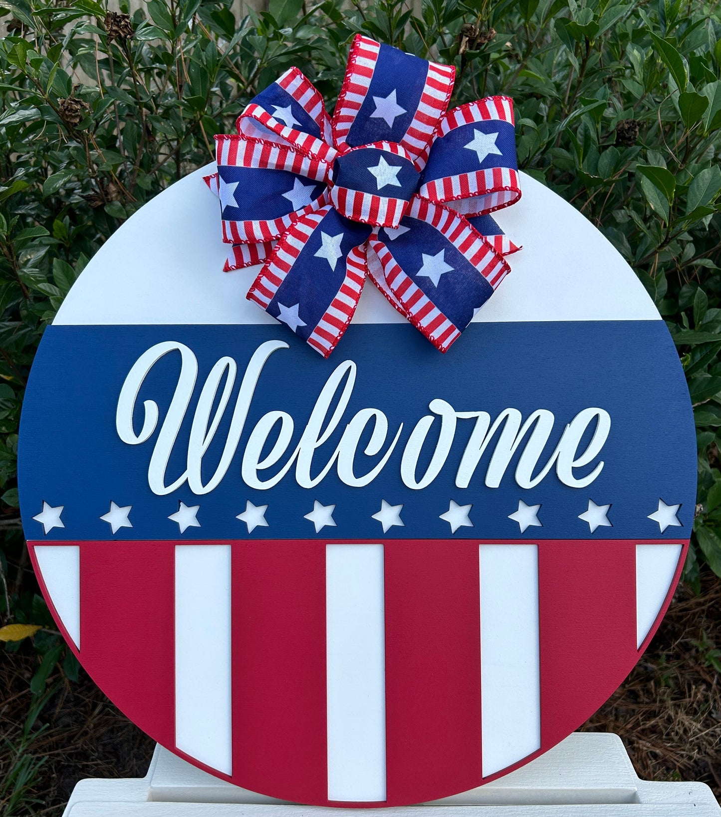 American Flag Wooden Door Hanger