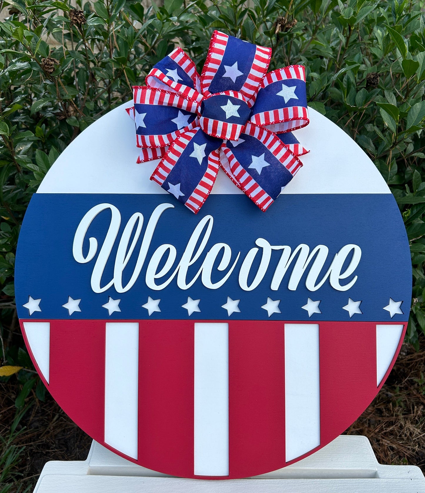 American Flag Wooden Door Hanger