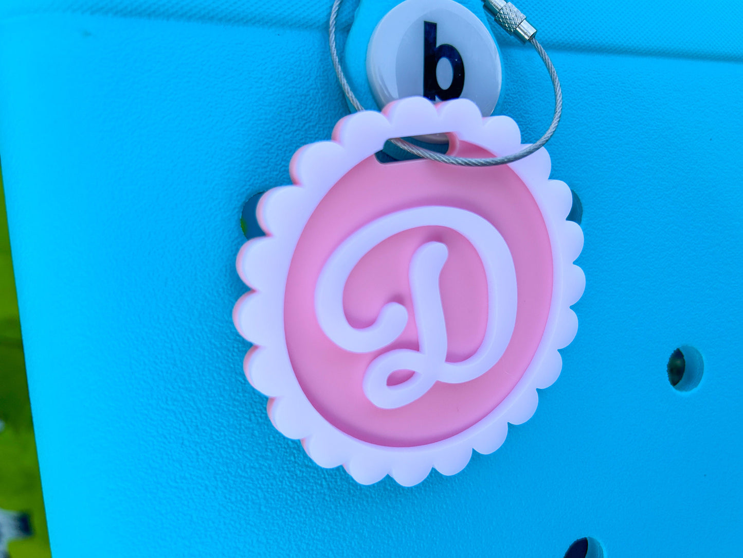 Custom Beach Bag Tag or Bogg Bag Accessory, Scalloped Edge