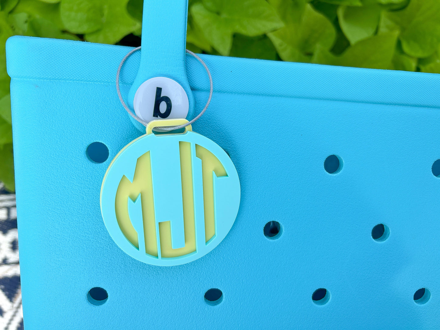 Custom Beach Bag Tag or Bogg Bag Accessory, Monogram Style