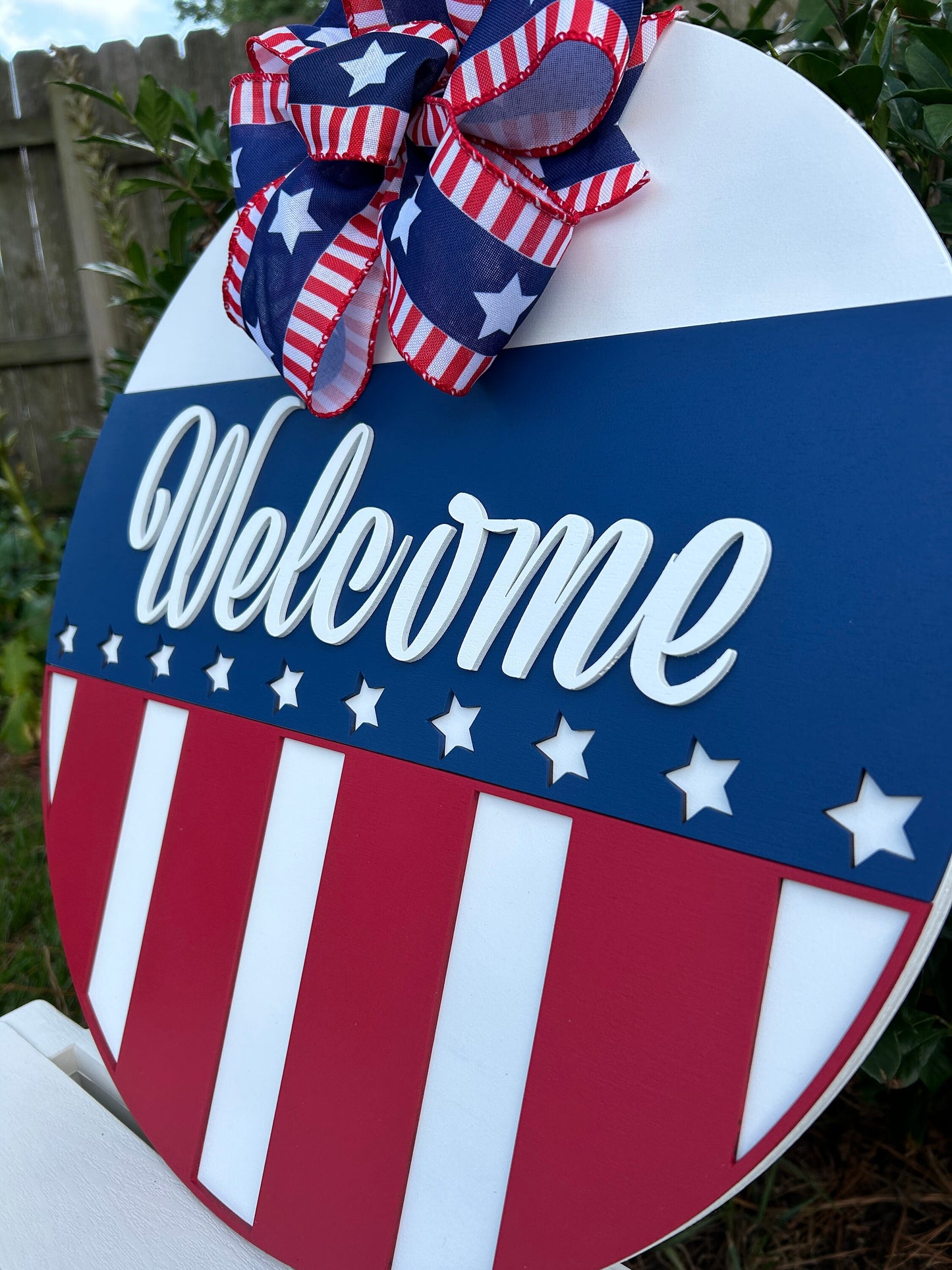 American Flag Wooden Door Hanger