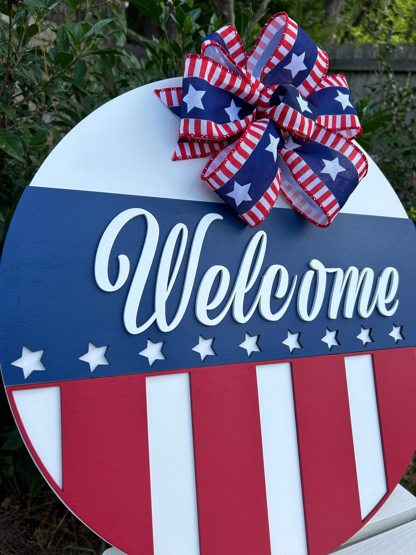 American Flag Wooden Door Hanger