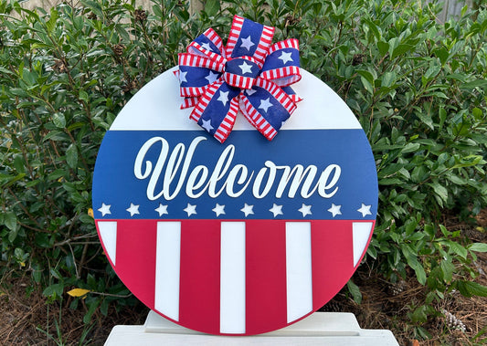 American Flag Wooden Door Hanger