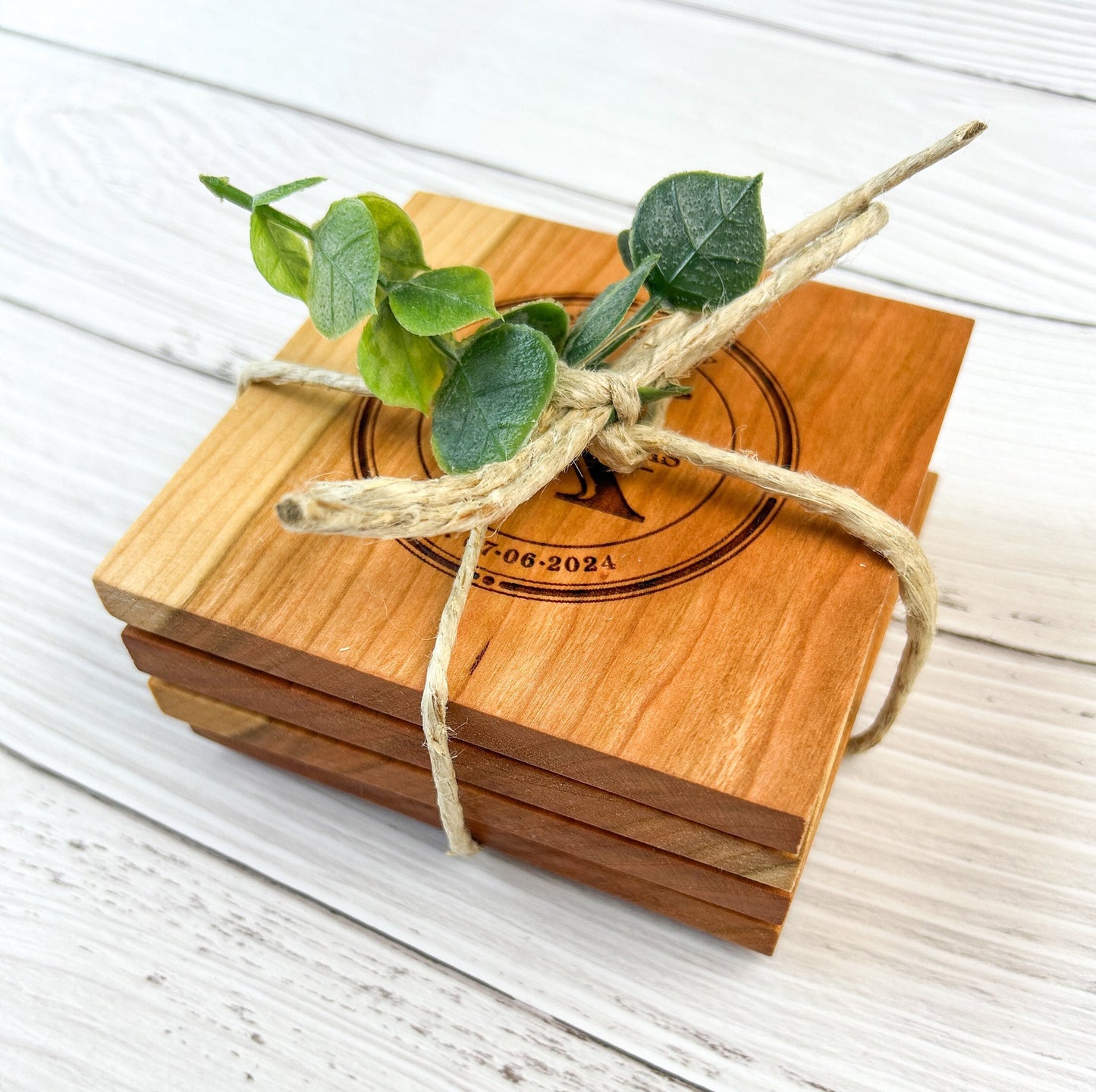 Cutting Board, Coasters, & Spoon Set, 3-Piece Set with Personalized Engravings