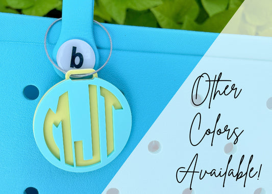 Custom Beach Bag Tag or Bogg Bag Accessory, Monogram Style