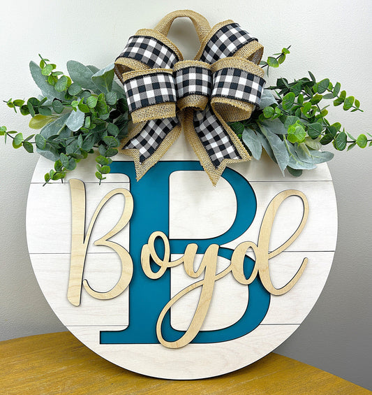 Last Name Door Hanger, Initial Door Wreath