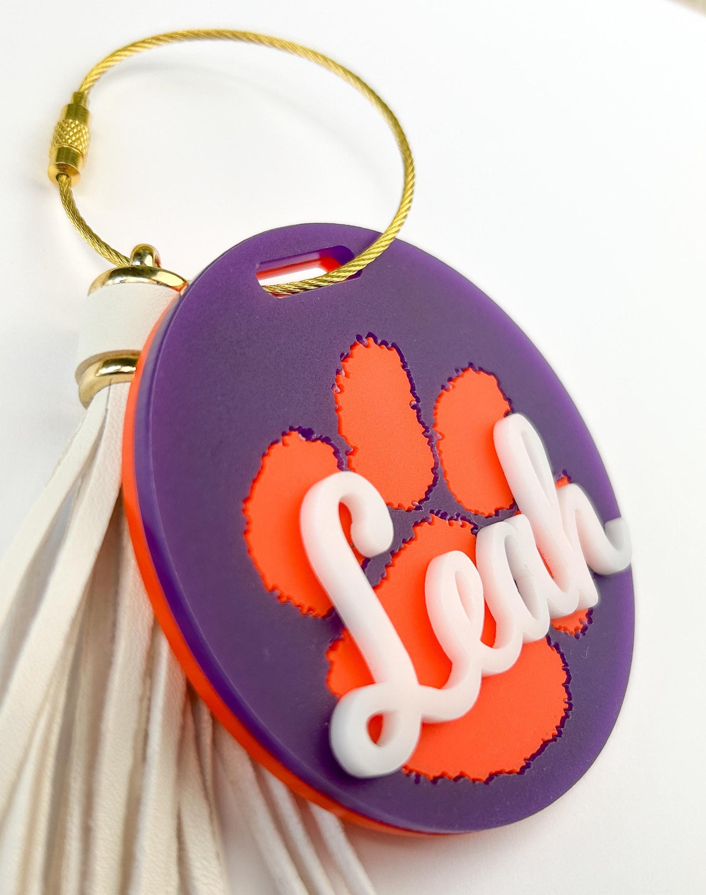 Tiger Paw Bag Tag with Personalized Name or Initials