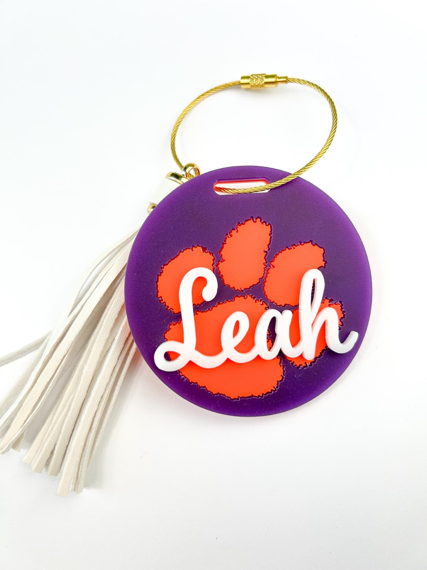 Tiger Paw Bag Tag with Personalized Name or Initials