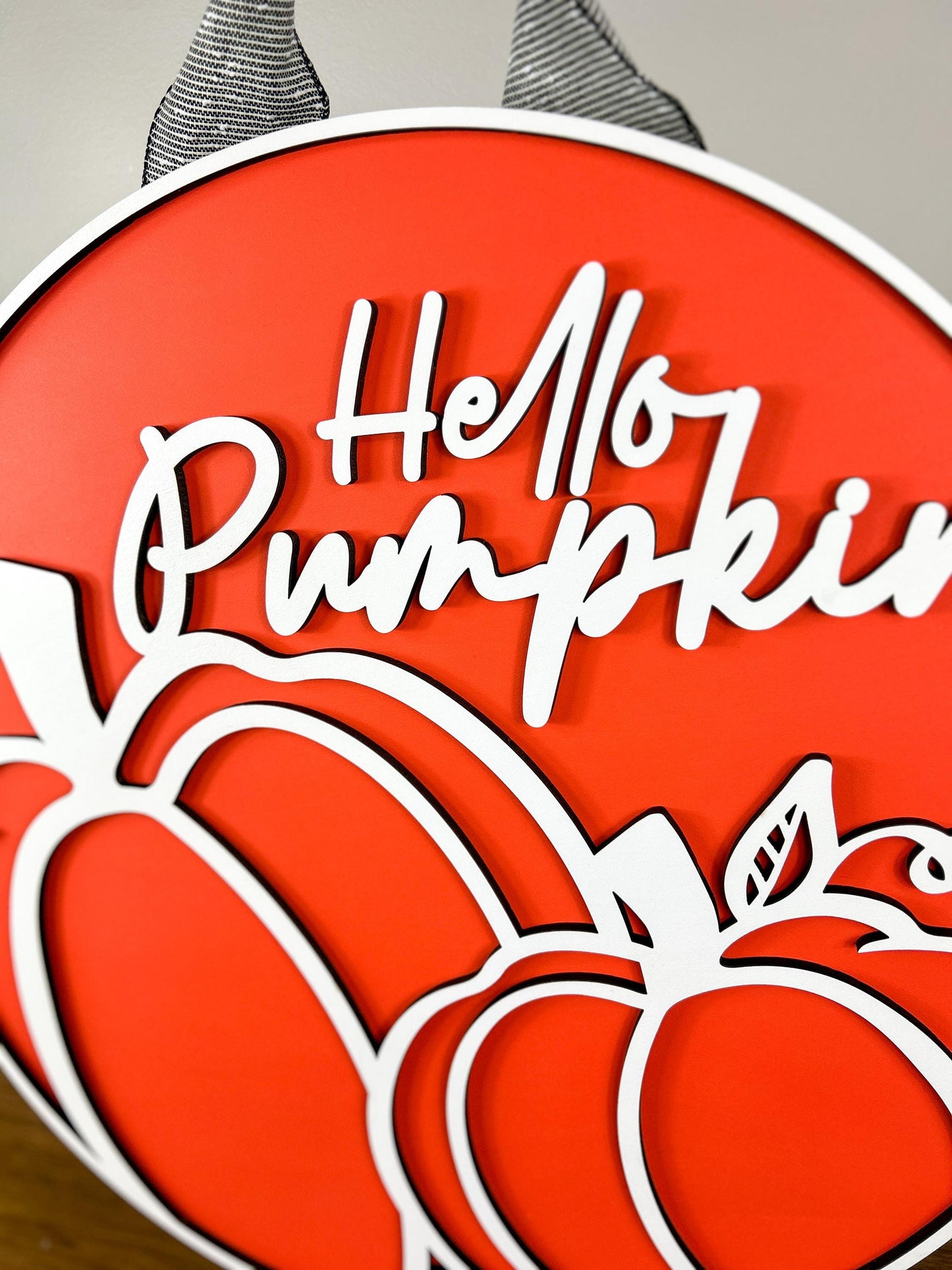 Hello Pumpkin Fall Door Hanger, Wooden Pumpkin Fall Wreath