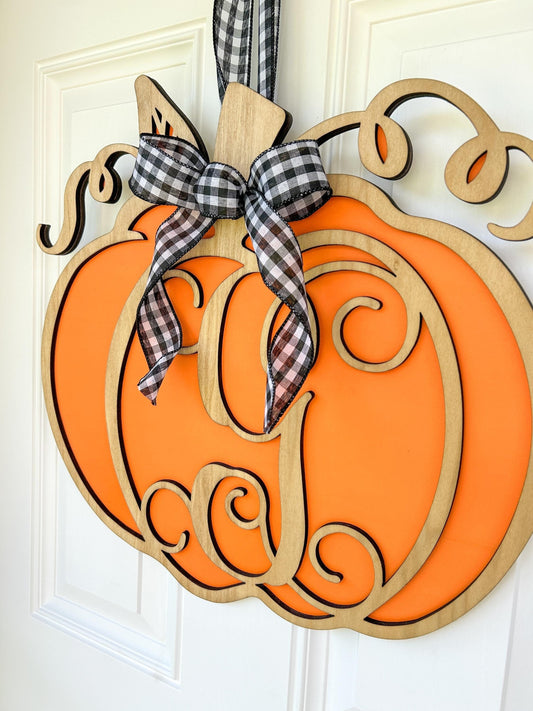 Pumpkin Sign with Last Name Initial