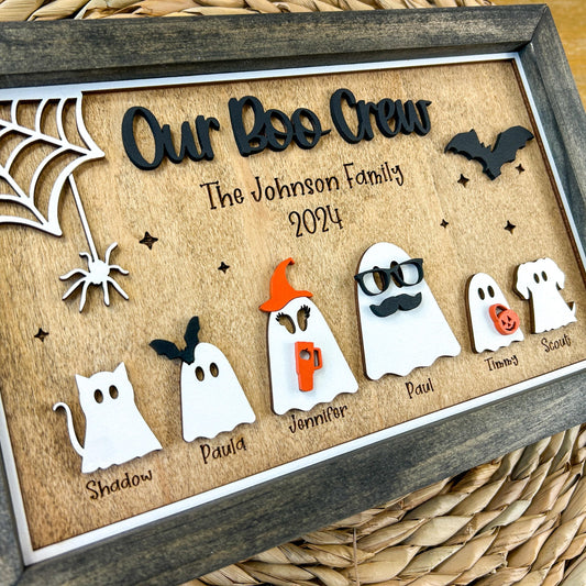 Personalized Ghost Family Sign, Our Boo Crew Cute Halloween Decor