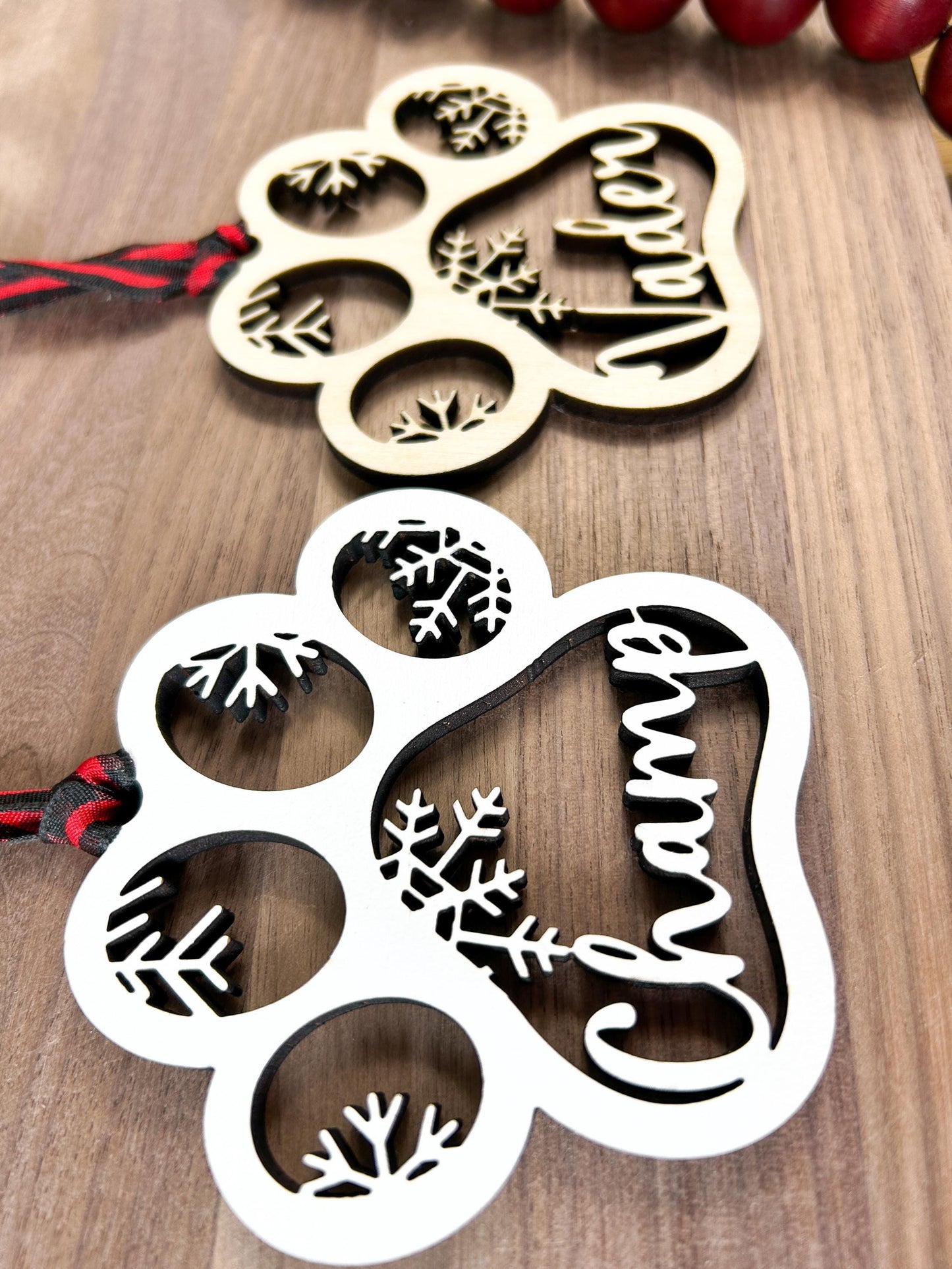 Paw Christmas Ornament with Personalized Name, for Dog or Cat