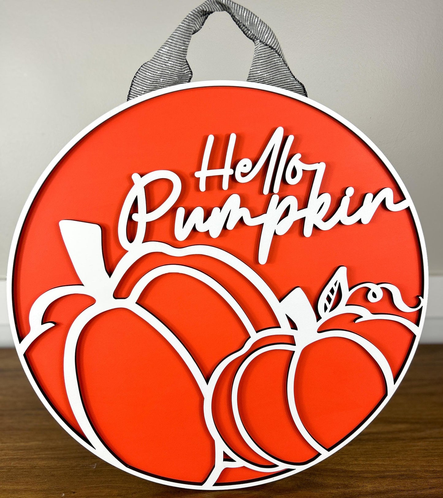 Hello Pumpkin Fall Door Hanger, Wooden Pumpkin Fall Wreath