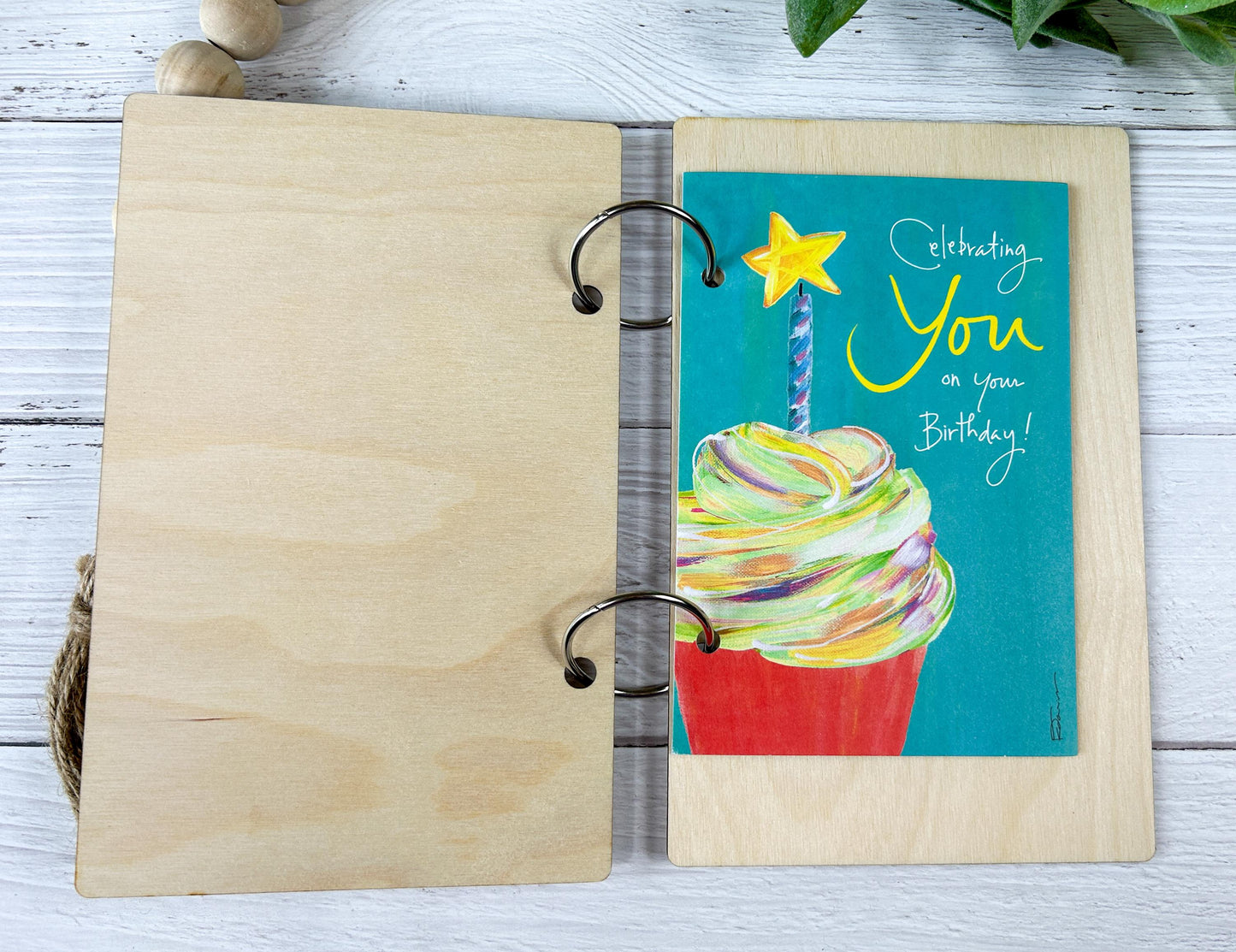 Wooden Birthday Card Keeper, Personalized Birthday Card Organizer,