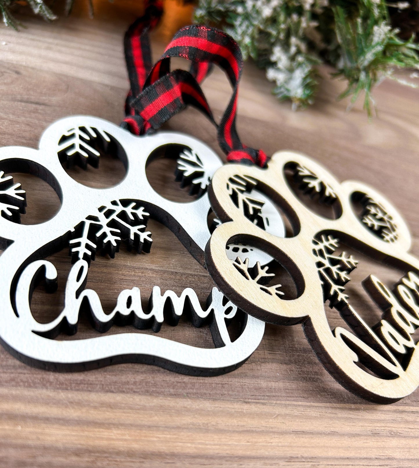 Paw Christmas Ornament with Personalized Name, for Dog or Cat