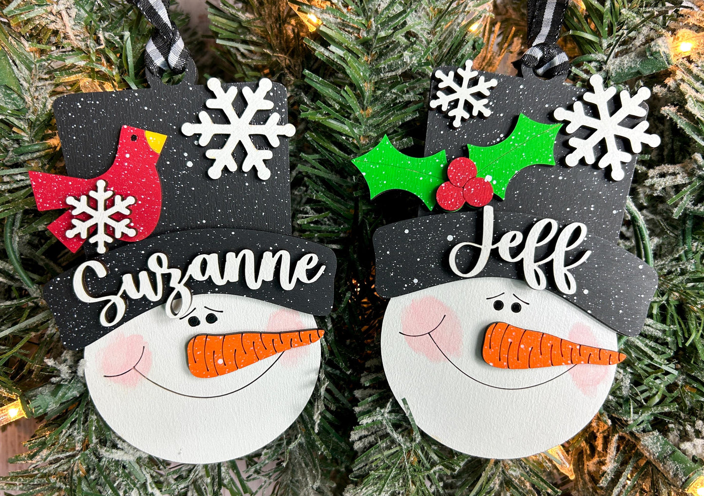 Snowman Ornament with Custom Name, Snowmen Family Ornament