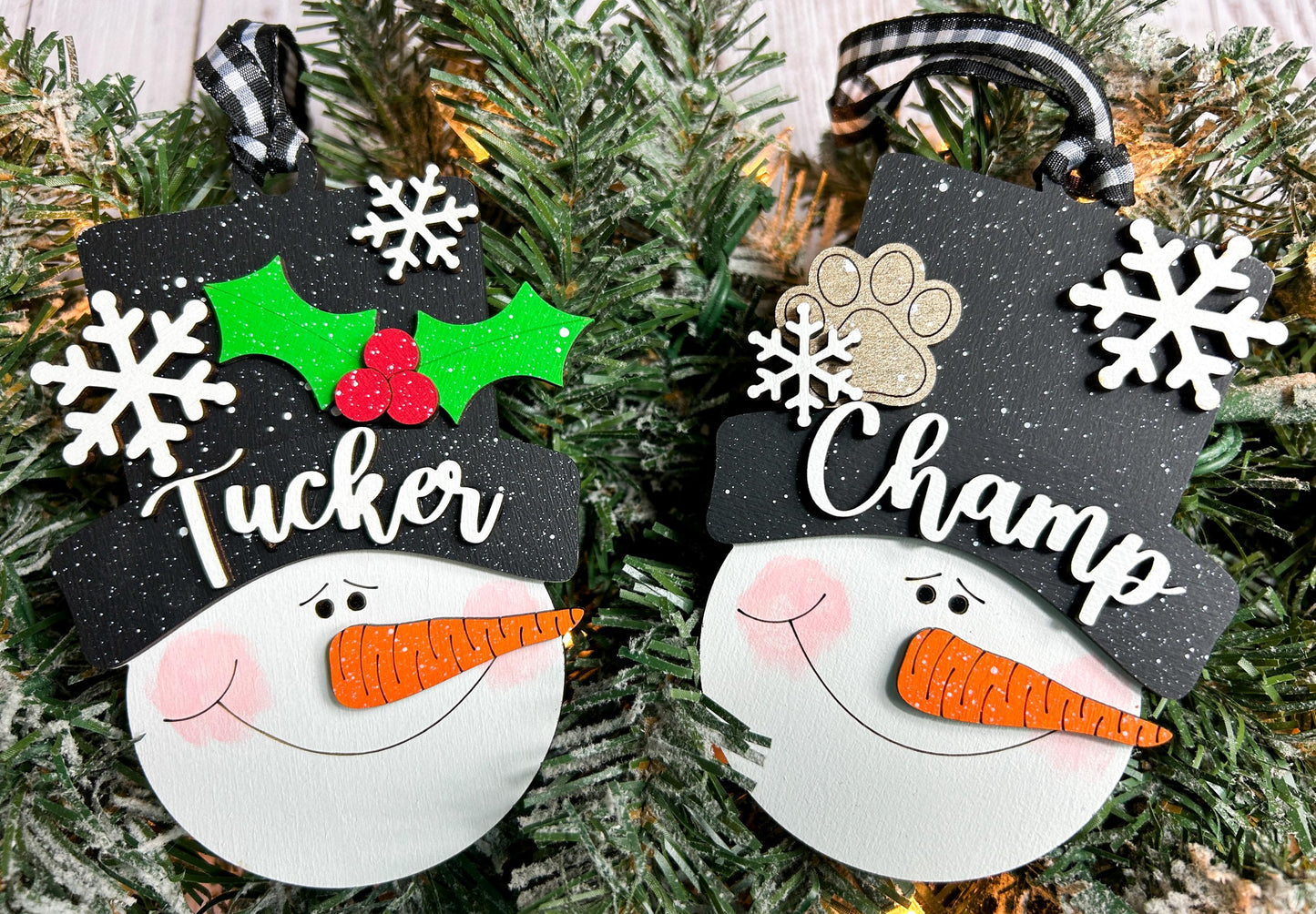 Snowman Ornament with Custom Name, Snowmen Family Ornament
