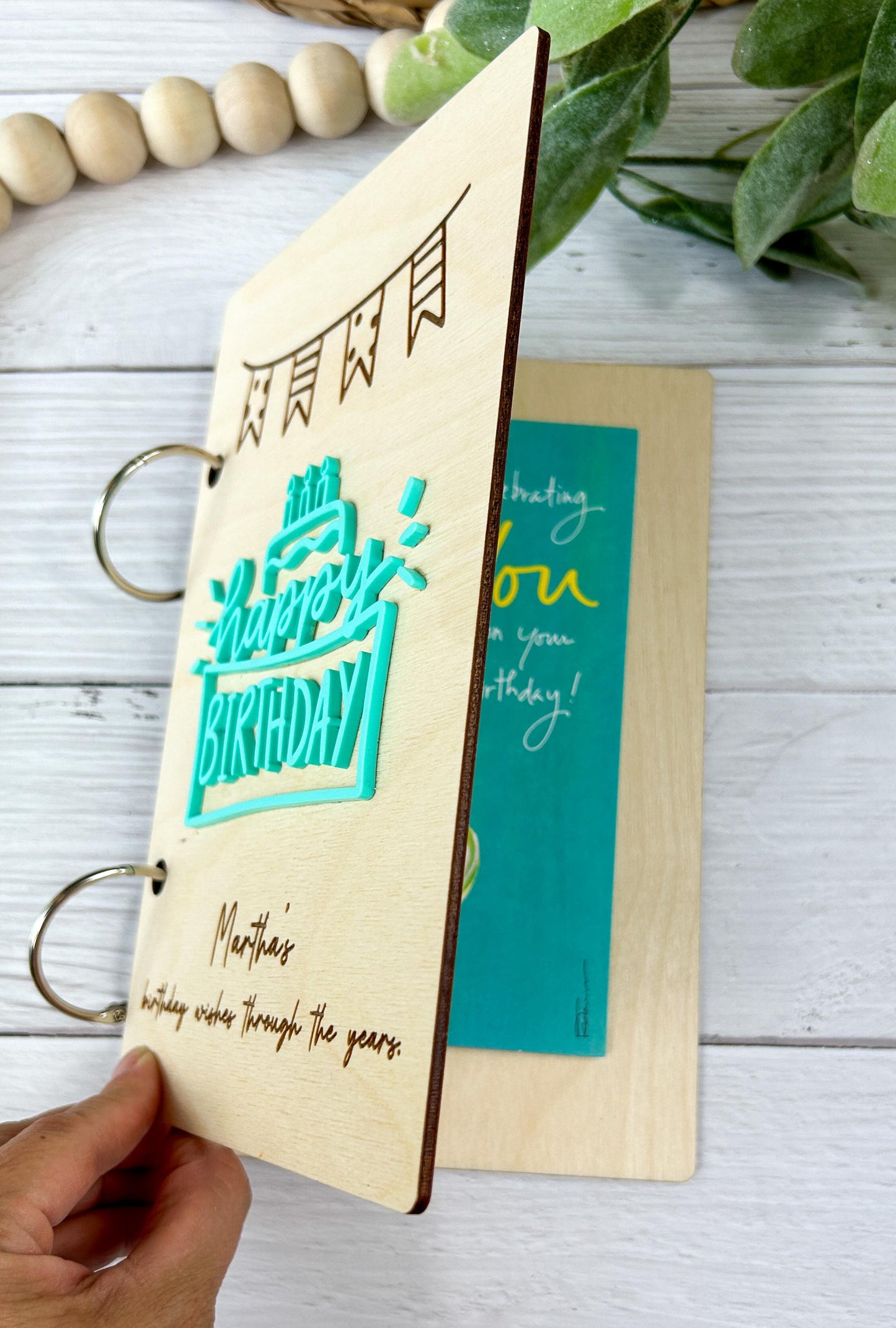 Wooden Birthday Card Keeper, Personalized Birthday Card Organizer,