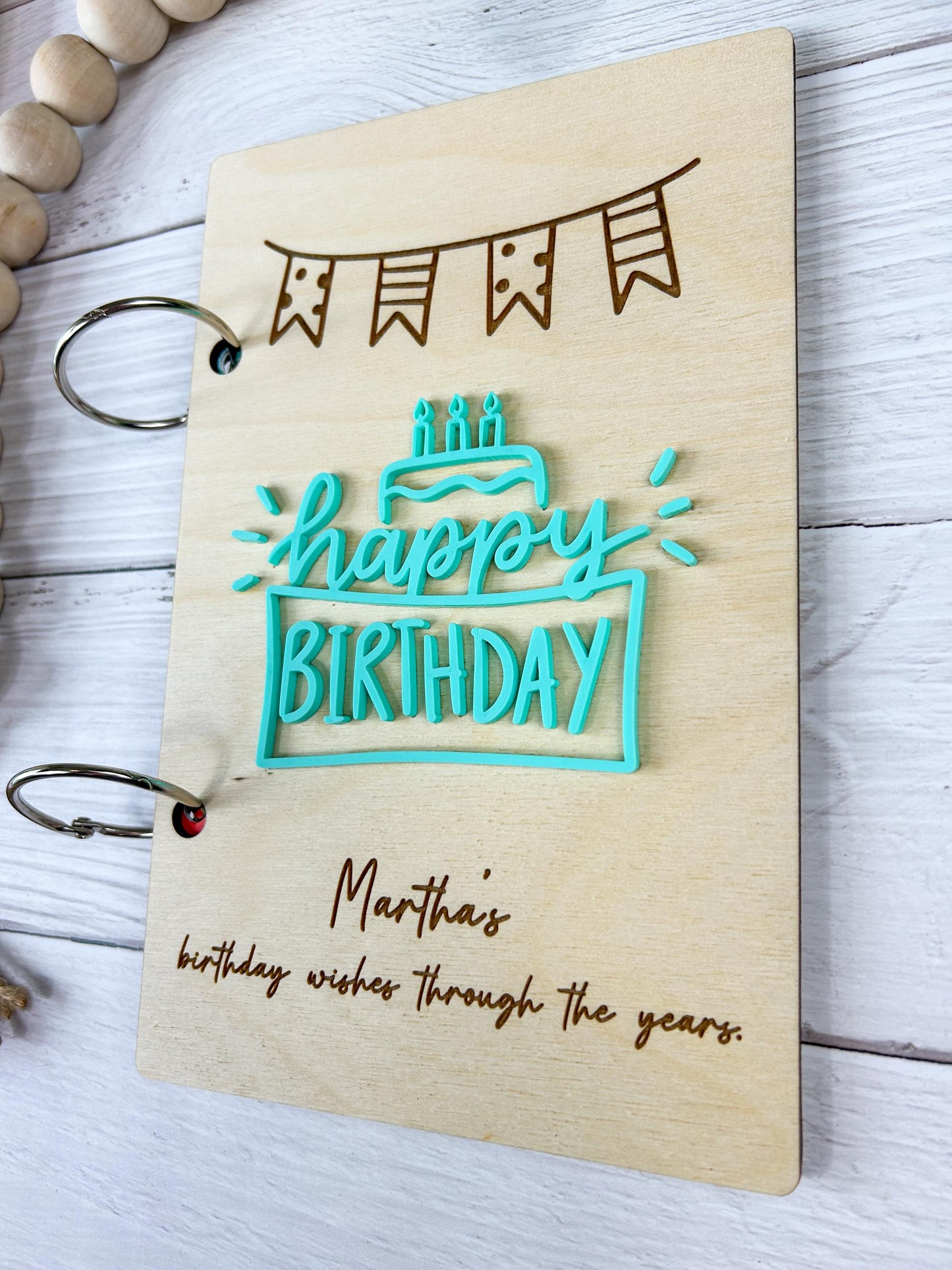 Wooden Birthday Card Keeper, Personalized Birthday Card Organizer,