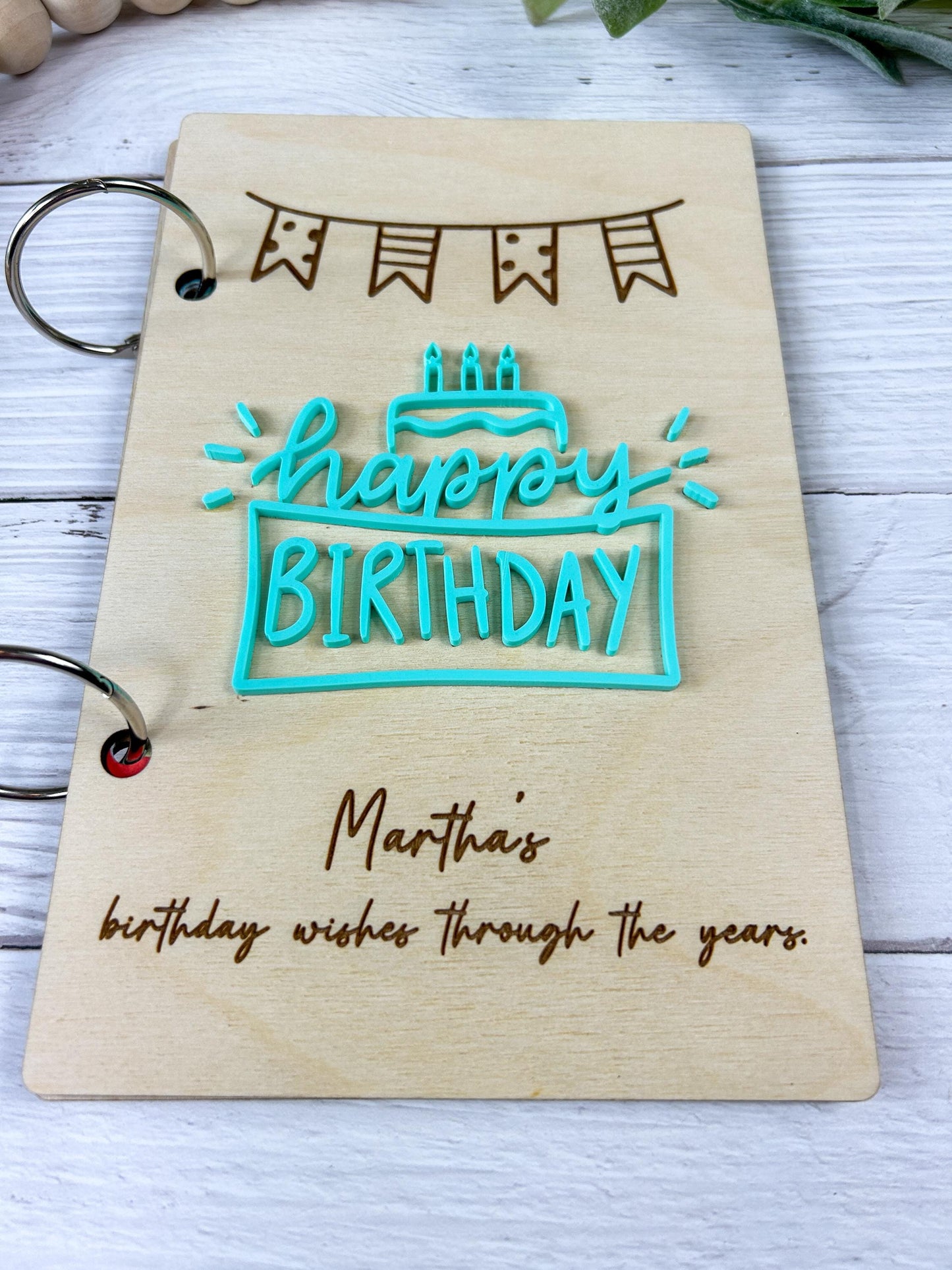 Wooden Birthday Card Keeper, Personalized Birthday Card Organizer,