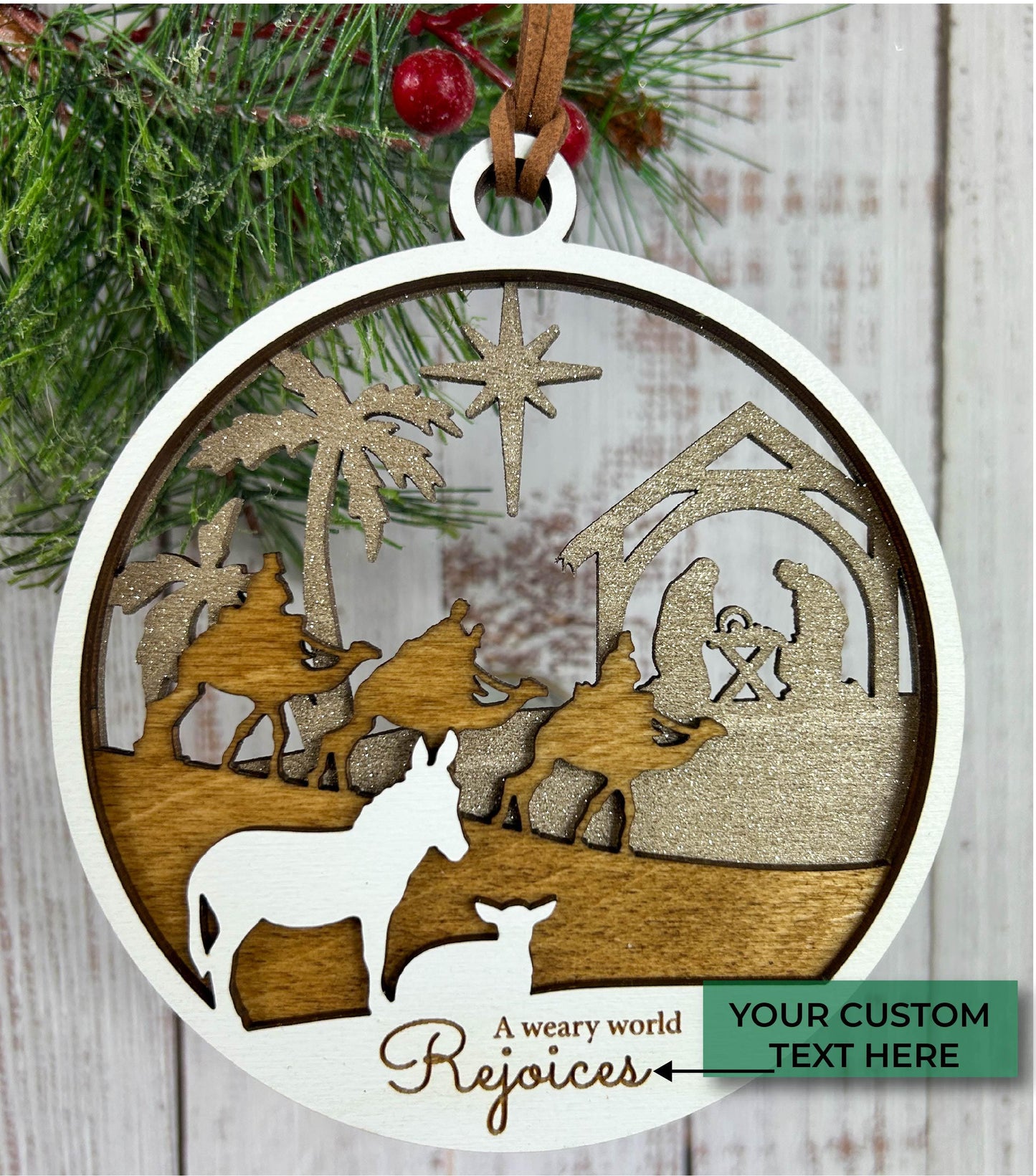 Nativity Scene Personalized Christmas Ornament