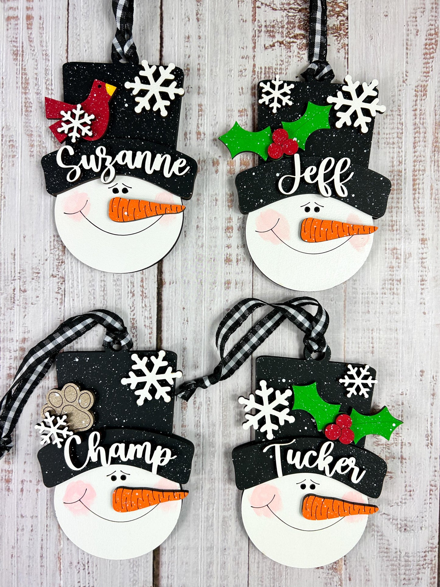 Snowman Ornament with Custom Name, Snowmen Family Ornament