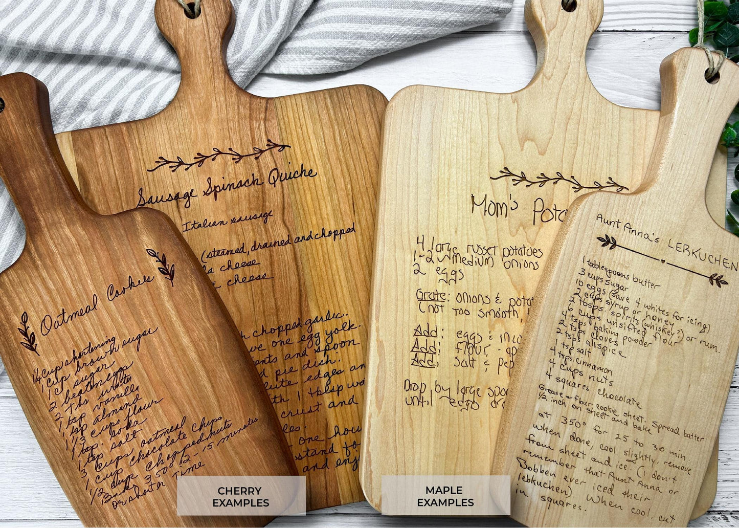 Handwritten Recipe Engraved on a Cutting Board