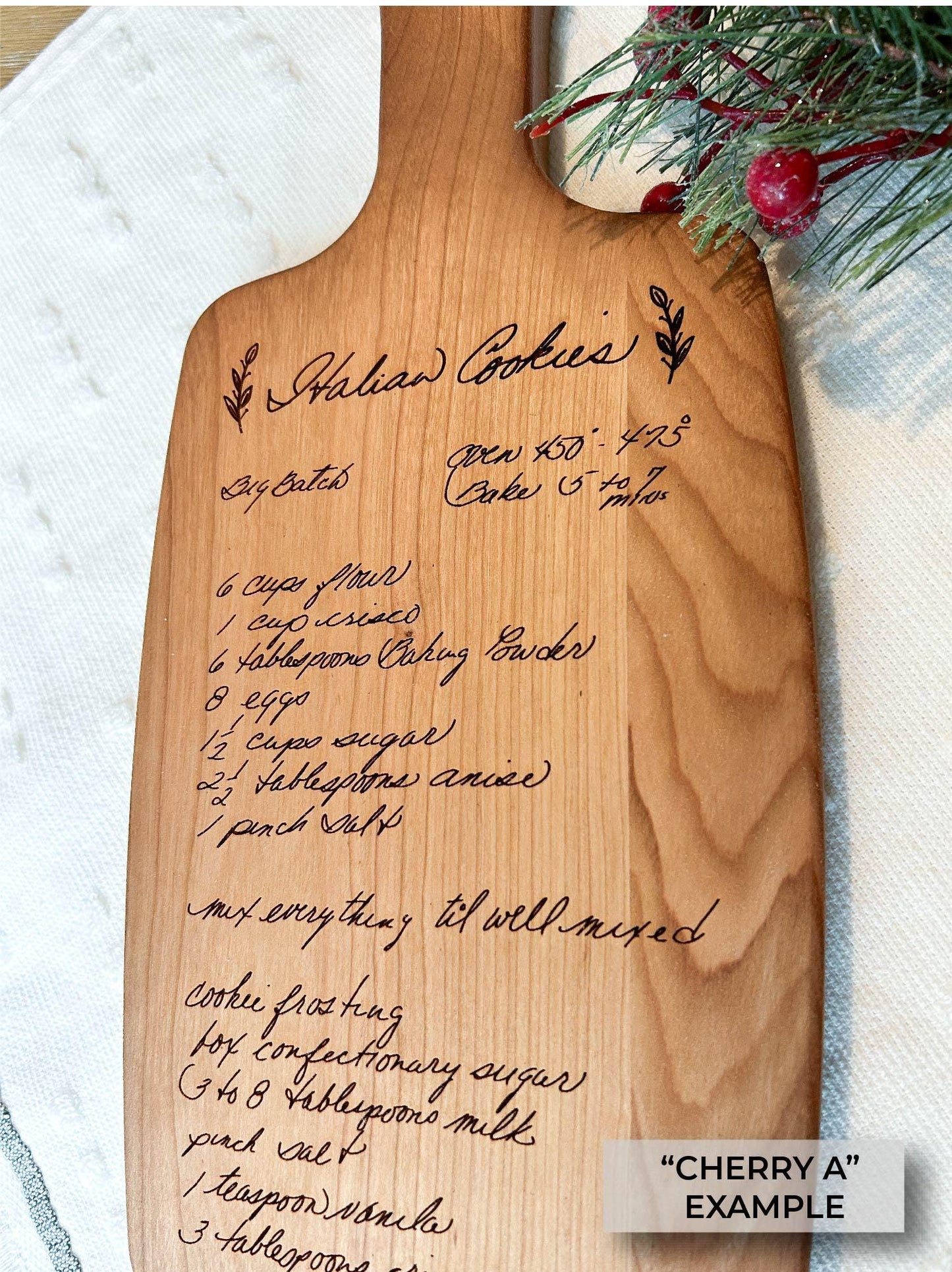 Handwritten Recipe Engraved on a Cutting Board