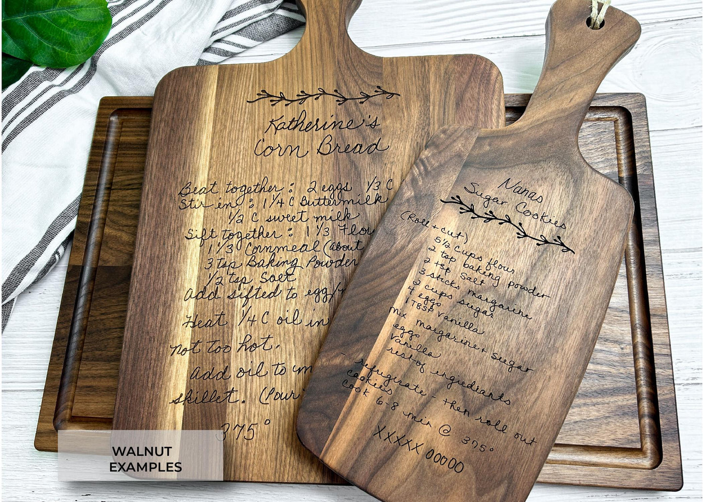 Handwritten Recipe Engraved on a Cutting Board